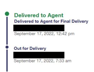 Delivered to Agent